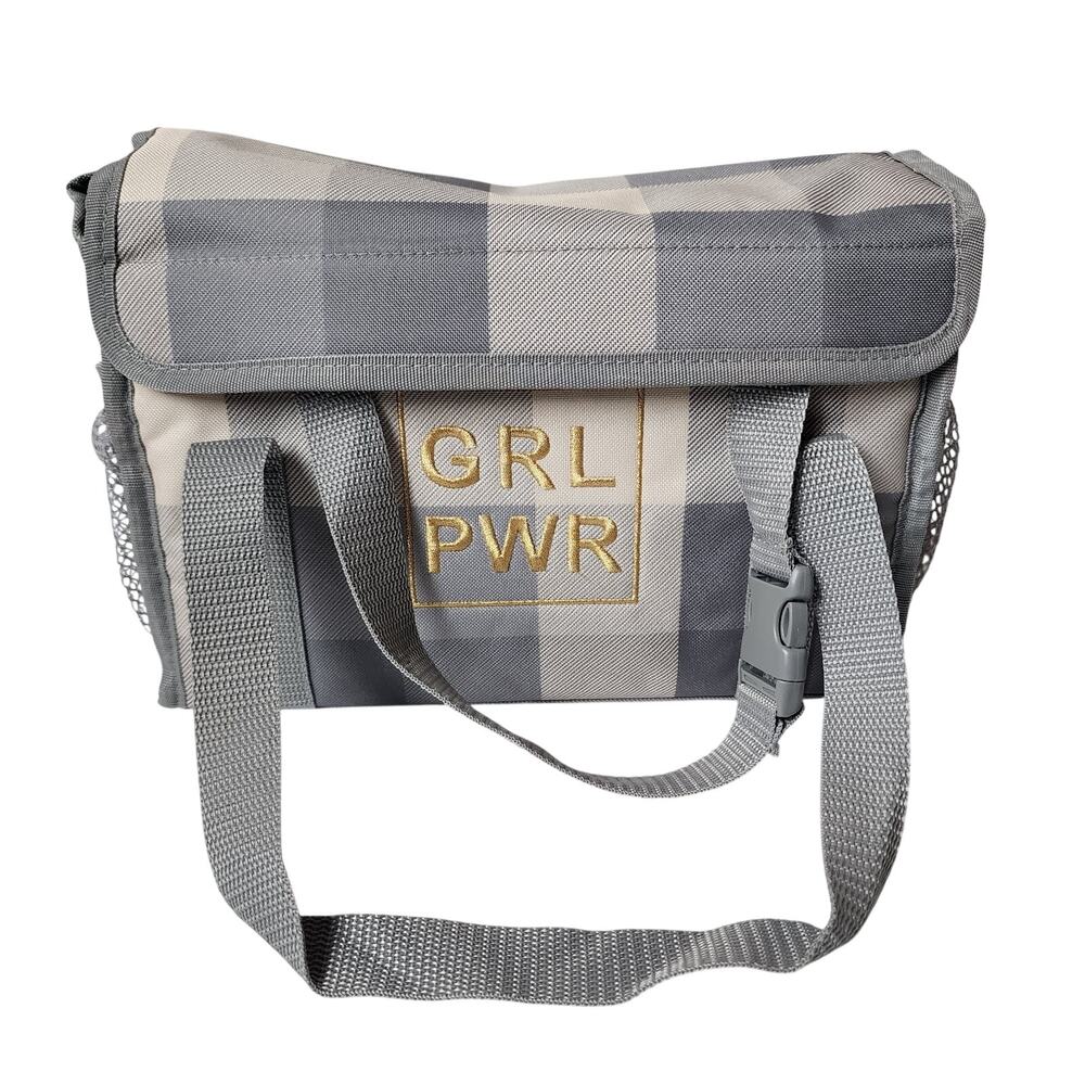 Thirty One Hanging Car Organizer Brushed Check Embroidered Girl Power